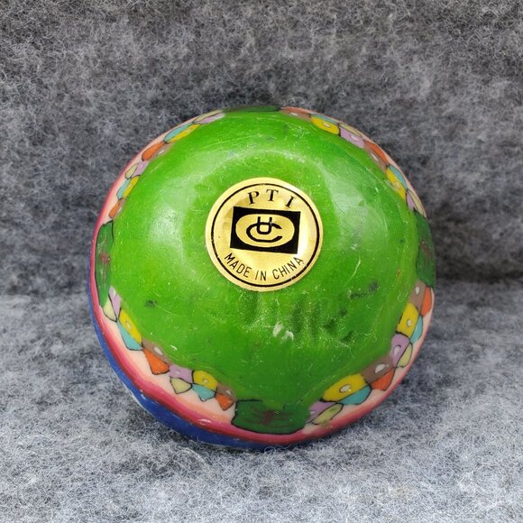 VTG 1990s PTI Ball Candle Angel And Moon Design Blue & Green 3.5" Inch Diameter - Picture 3 of 11